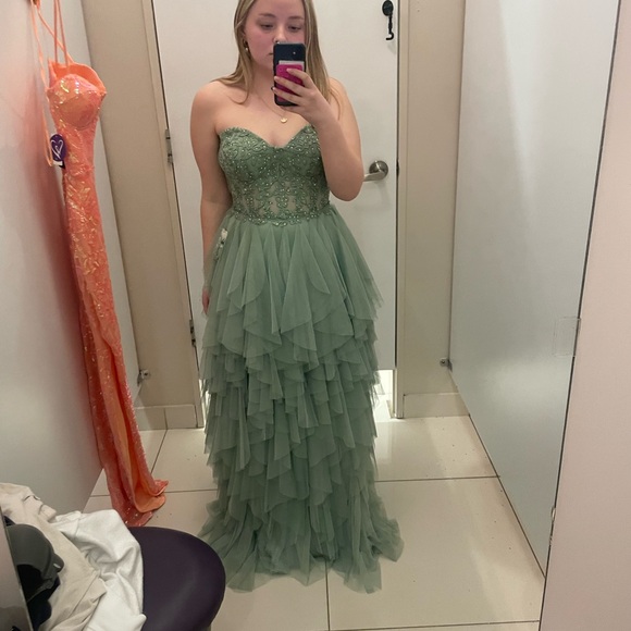 Windsor Green Strapless Prom Dress - Picture 4 of 4
